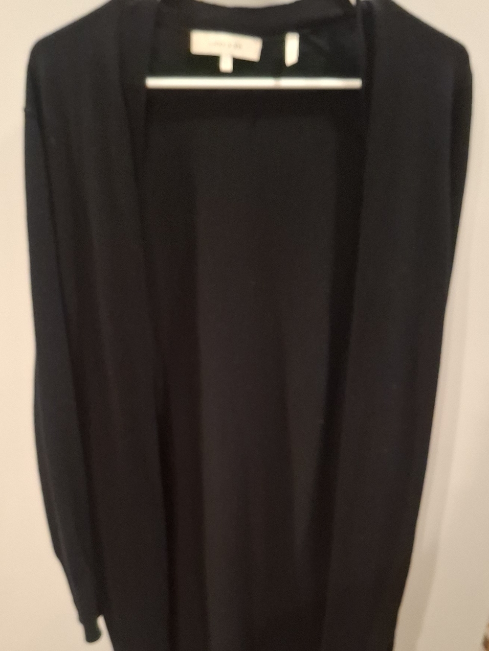 Lark & Ro Black Open-Front Knit Cardigan